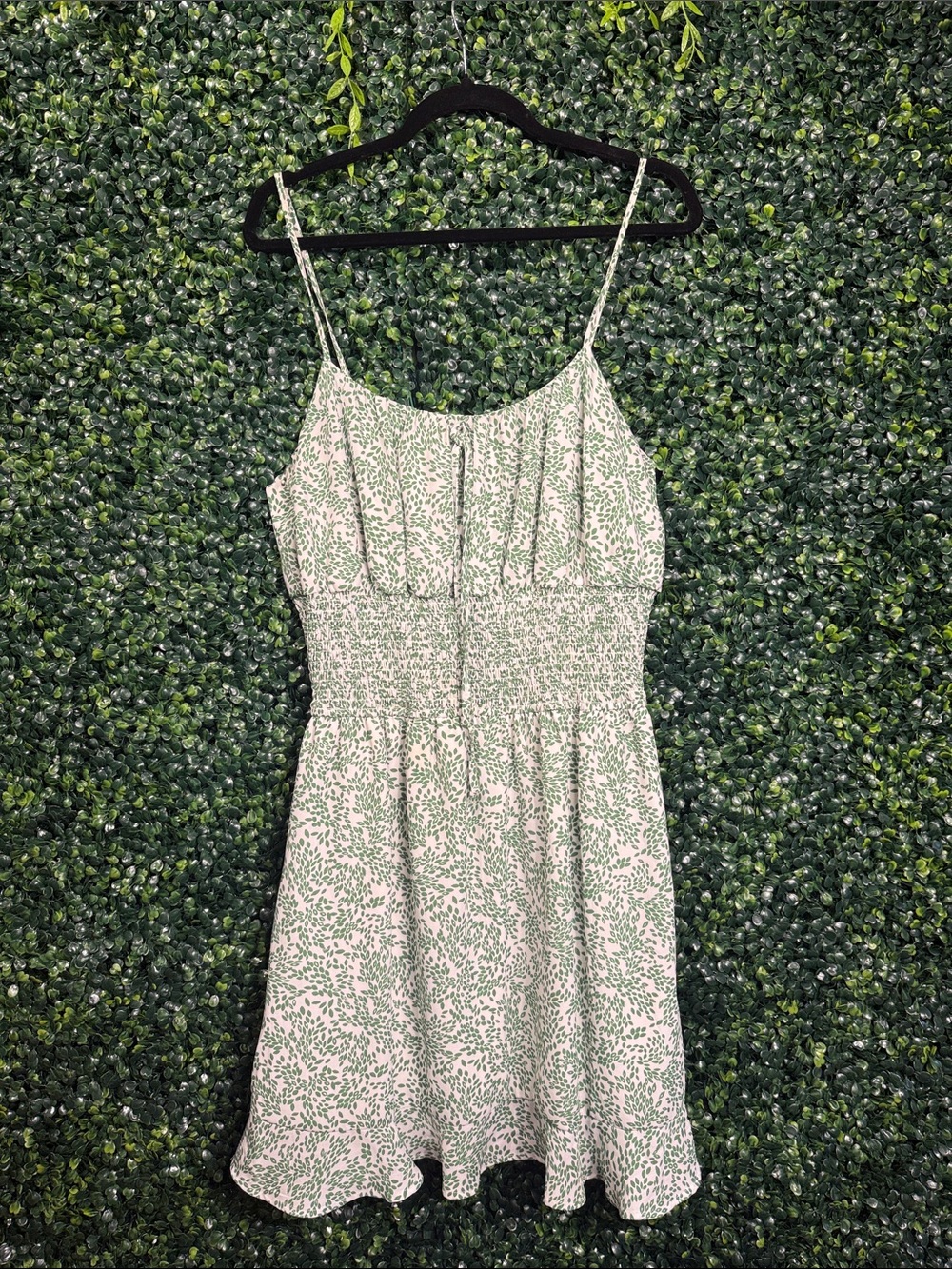 Green Floral Smocked Waist Sundress - Women